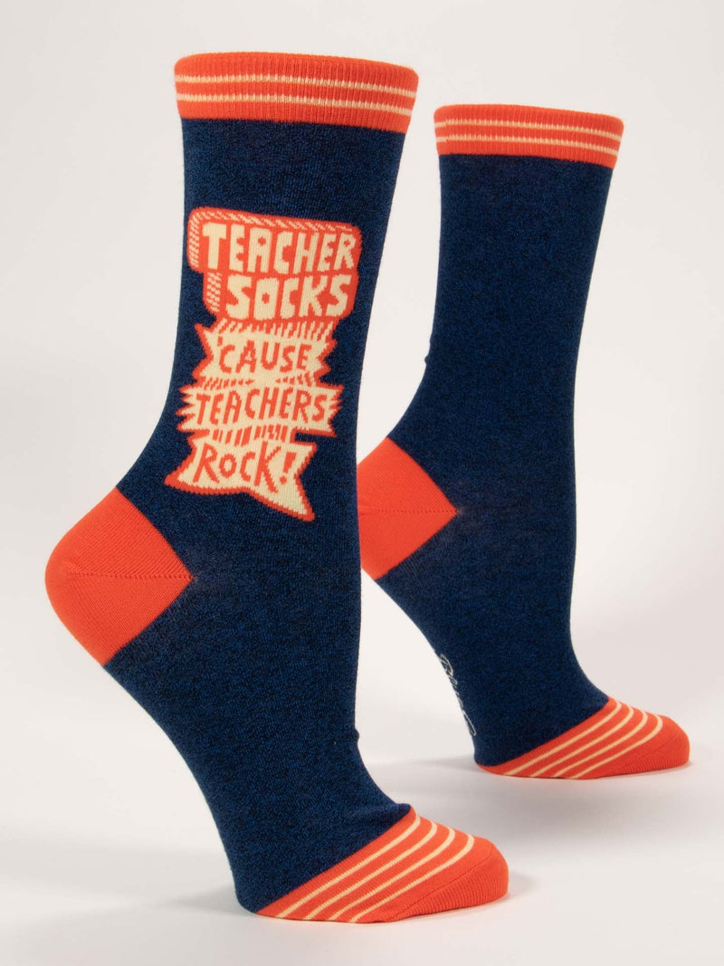 Women's "Teacher Socks 'Cause Teachers Rock" Crew Sock