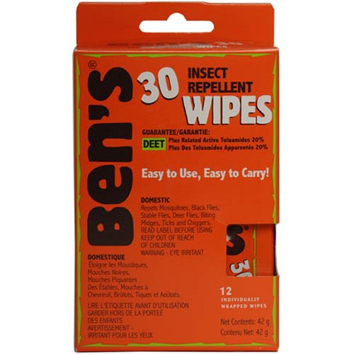 30% Deet Field Wipes - Pkg Qty 12 Individually Wrapped