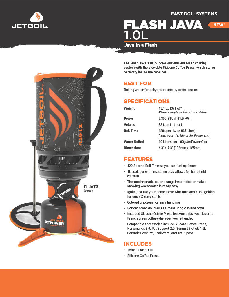 Flash Java Kit Personal Cooking System Camp Stove Coffee Kit NEW