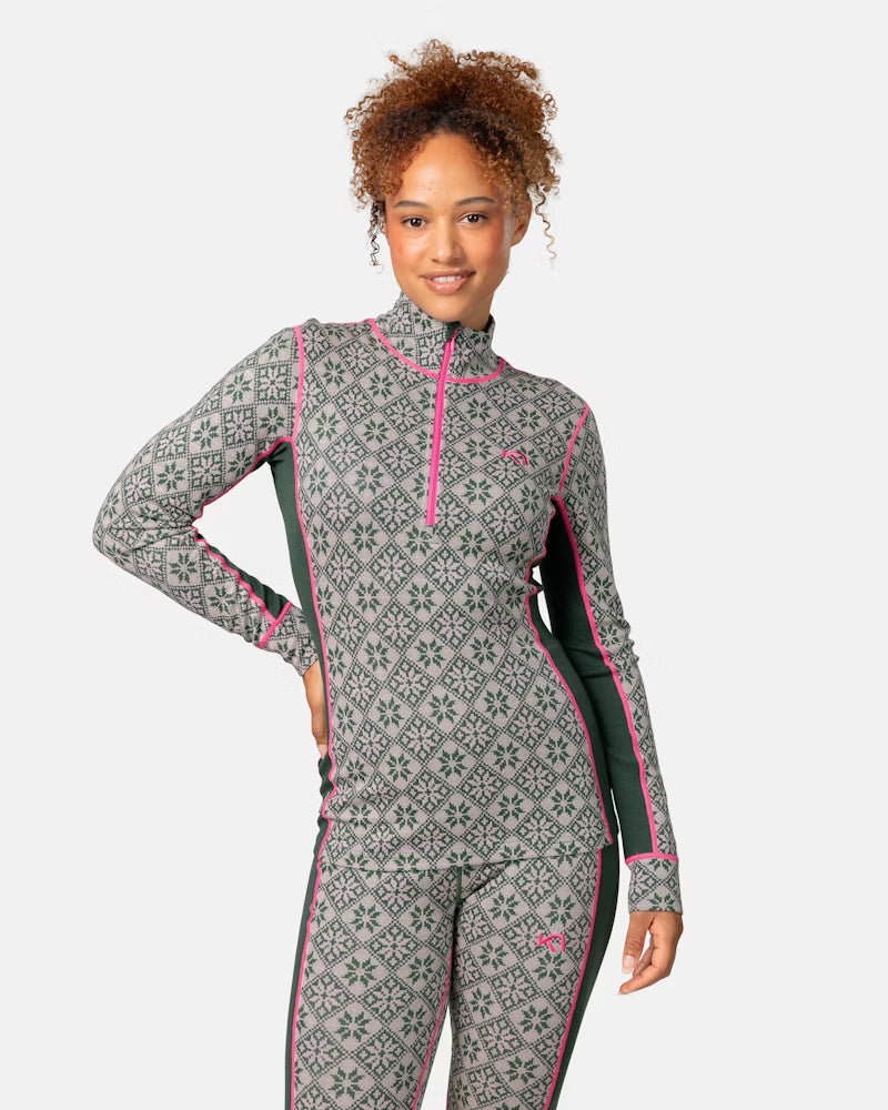 Women's Rose Half Zip Base Layer Top