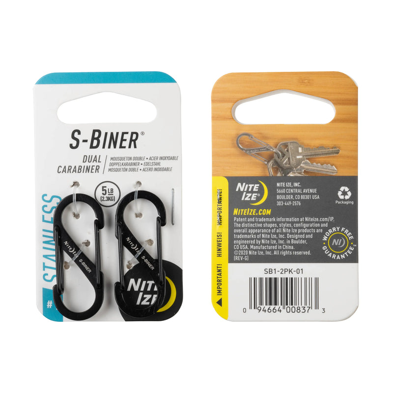 S-BINER Stainless Steel Dual Carabiner - #1 2PK