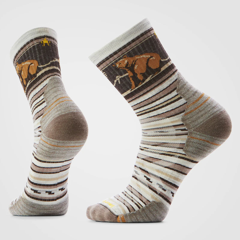 Mens Hike Bear Stripe Mid Crew Sock