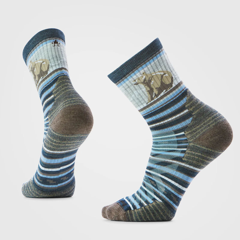 Mens Hike Bear Stripe Mid Crew Sock