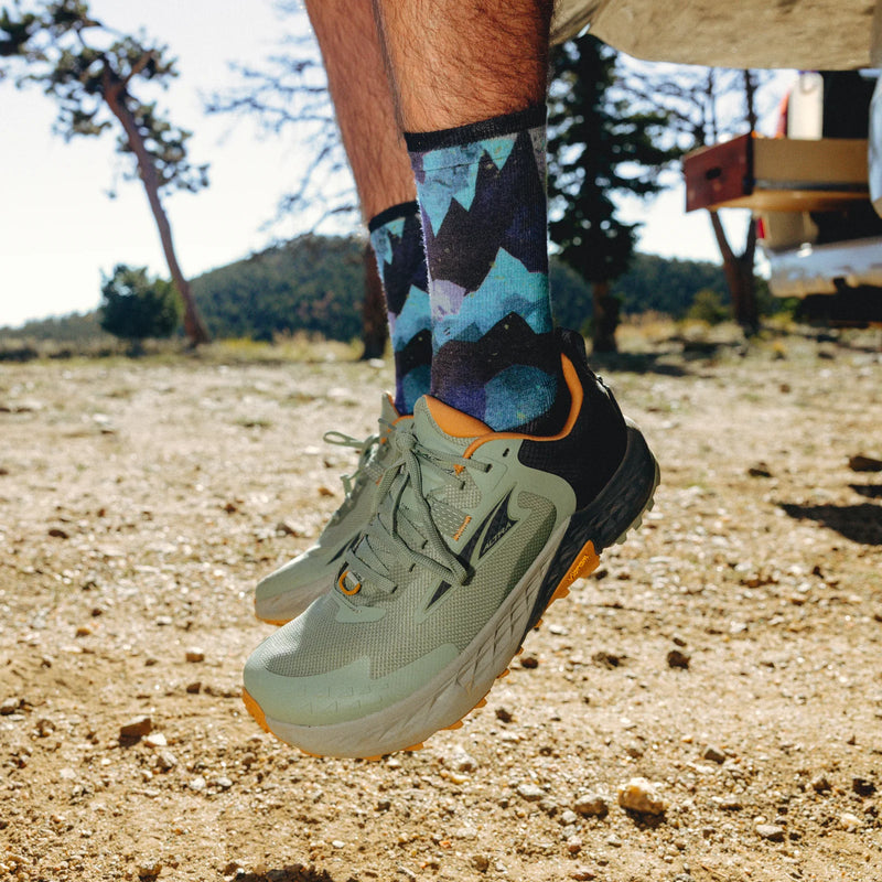Mens Trail Run Summit Sector Print Crew Sock