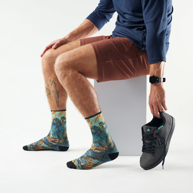 Bike Rugged Ride Print Crew Sock