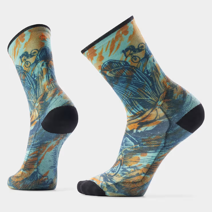 Bike Rugged Ride Print Crew Sock