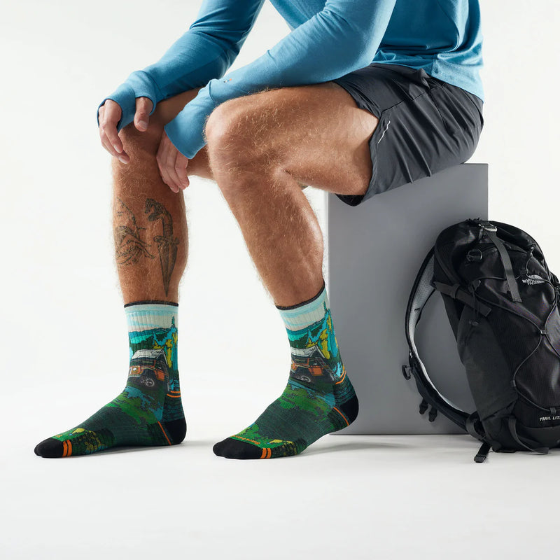 Mens Hike Trail Trekker Print Crew Sock
