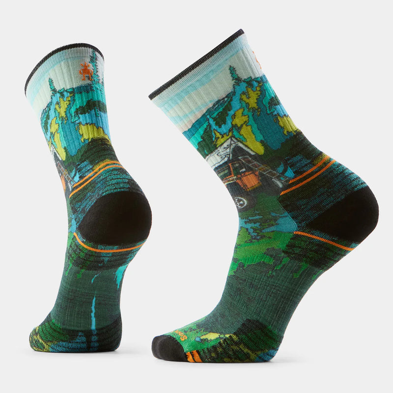 Mens Hike Trail Trekker Print Crew Sock