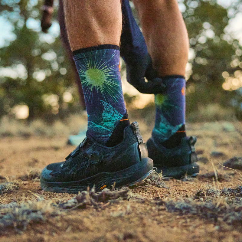 Mens Trail Run Treeline Print Crew Sock