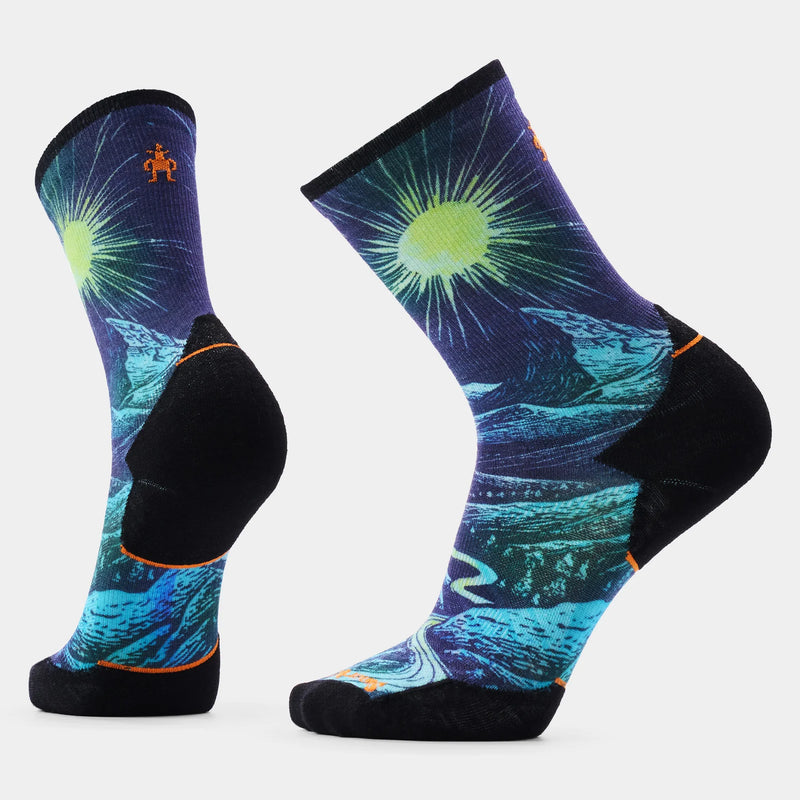 Mens Trail Run Treeline Print Crew Sock