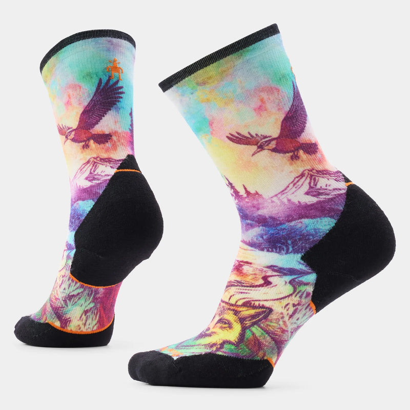 Women's Trail Run Serene Peak Print Crew Sock