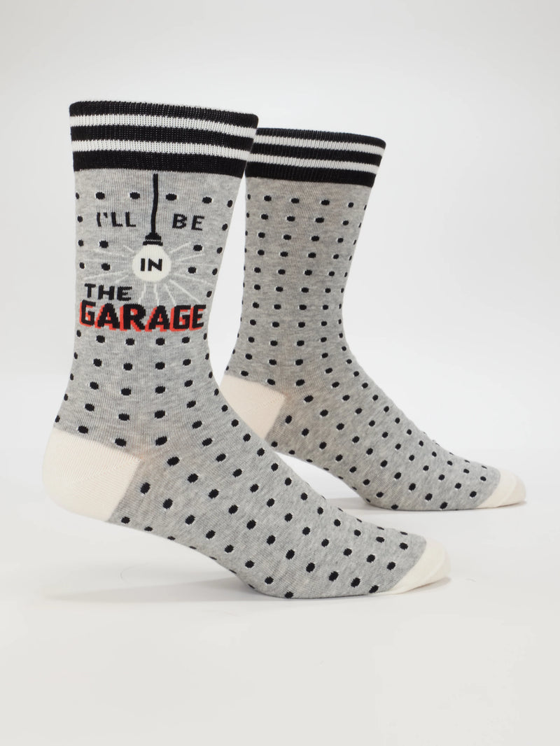 Mens "I'll Be In The Garage" Crew Sock