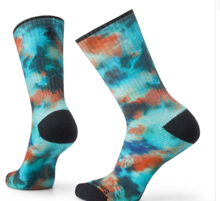 Mens Athletic Far Out Tie Dye Print Crew Socks