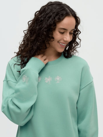 Women's Haiti Embroidery Relaxed  Crew Sweater