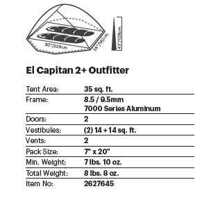 El Capitan2+ Outfitter 2 Person Tent