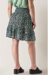 Women's Tiered Floral Crepe Skirt