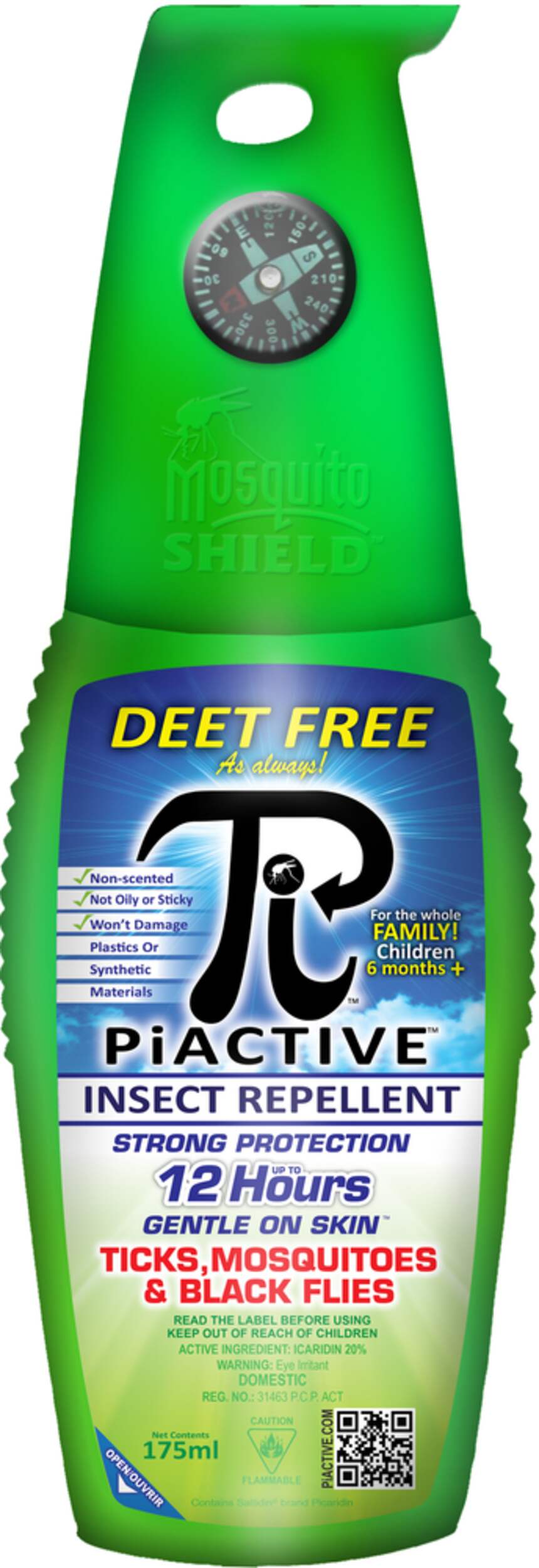 Mosquito Shield PiActive DEET Free Insect Repellent 175 mL — Sojourn ...