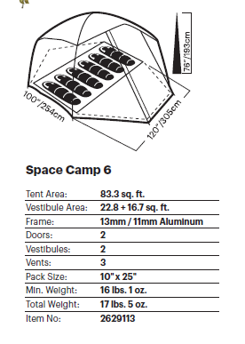 Space Camp 6 6 Person Tent