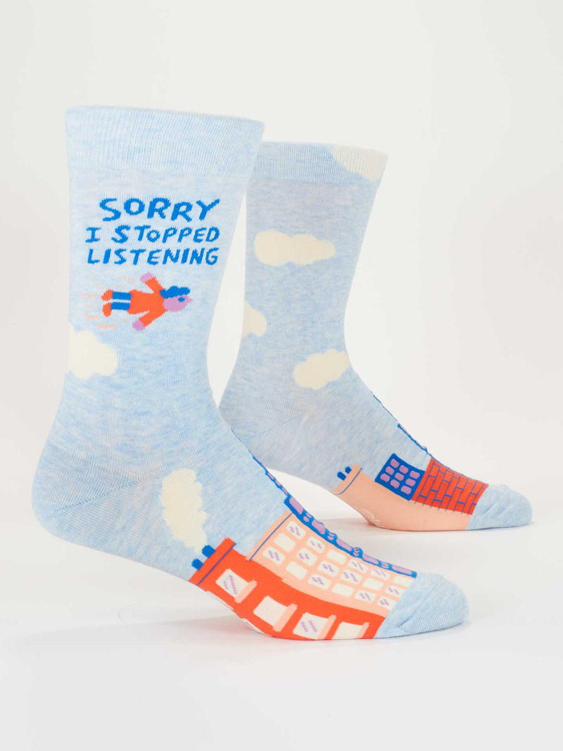 Mens "Sorry I Stopped Listening" Crew Sock